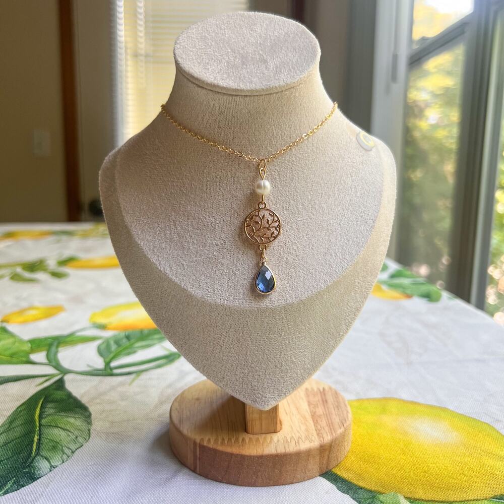 Tree of Life Necklace, Light Blue Necklace, Casual Classy Nature Necklace Gift